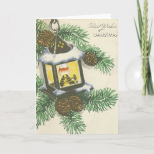 Vintage-Weihnachtslaternenkarte Feiertagskarte