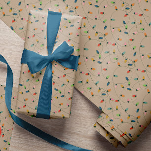 Vintage-Weihnachtslichterkette auf Kraftpapier Geschenkpapier