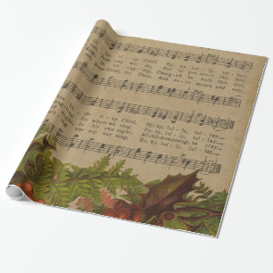 Vintage-Weihnachtslied-Musikblatt Geschenkpapier