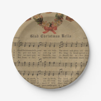 Vintage-Weihnachtslied-Musikblatt Pappteller