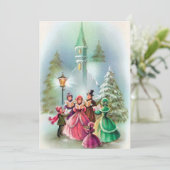 Vintage Weihnachtslieder hinzufügen Information Pa Einladung (Stehend Vorderseite)