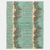 Vintage Weihnachtslieder Pastel Green Fleecedecke (Vorderseite)