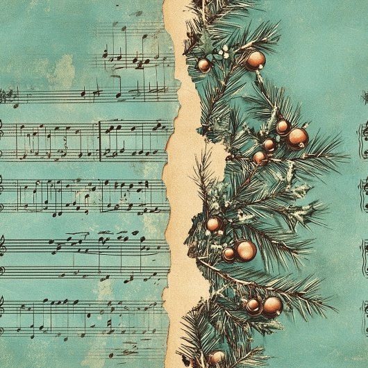 Vintage Weihnachtslieder Pastel Green Fleecedecke