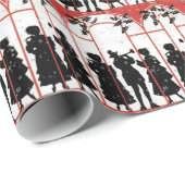 Vintage-Weihnachtsliedersänger-Silhouette-Illustra Geschenkpapier (Rolleneckpunkt)