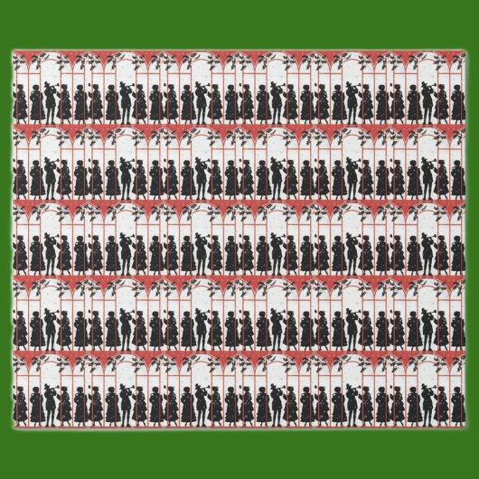 Vintage-Weihnachtsliedersänger-Silhouette-Illustra Geschenkpapier