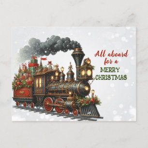 Vintage-Weihnachtslokomotive Zug Postkarte