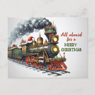 Vintage-Weihnachtslokomotive Zug Postkarte