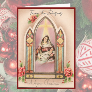 Vintage-Weihnachtsmadonna, benutzerdefinierter Nam Feiertagskarte