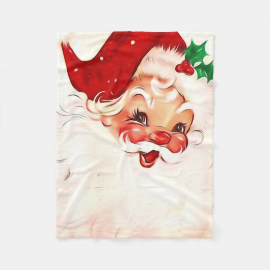 Vintage Weihnachtsmann 4 Fleecedecke (Vorderseite)