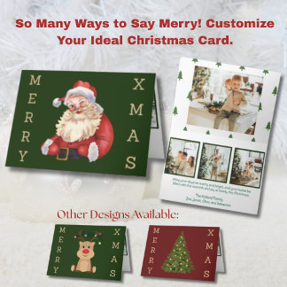 Vintage Weihnachtsmann 4 Fotos Feiertagskarte