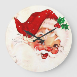 Vintage Weihnachtsmann 4 Große Wanduhr