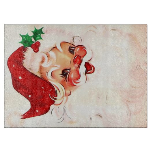 Vintage Weihnachtsmann 4 Schneidebrett (Vorderseite)