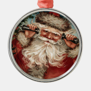 Vintage-Weihnachtsmann am Telefon Ornament Aus Metall