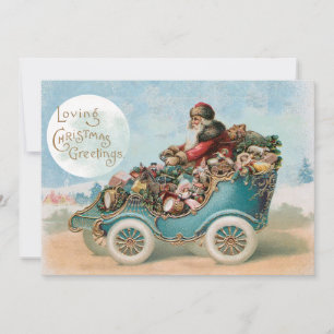 Vintage Weihnachtsmann-Auto Weihnachtsgrüße Automo Feiertagskarte