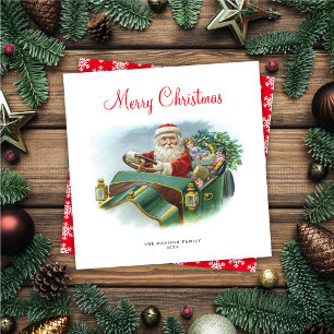 Vintage-Weihnachtsmann-Auto Weihnachtskarte ohne F