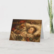 Vintage-Weihnachtsmann-Bettzeit-Weihnachtsölgemäld
