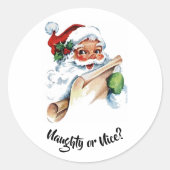 Vintage Weihnachtsmann Böse oder Artig? Runder Aufkleber (Vorderseite)
