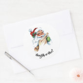 Vintage Weihnachtsmann Böse oder Artig? Runder Aufkleber (Umschlag)