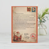 Vintage Weihnachtsmann-Brief | Personalisierter No Einladung (Stehend Vorderseite)