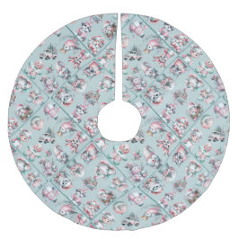 Vintage Weihnachtsmann & Candy Cane Feiertage Polyester Weihnachtsbaumdecke