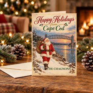 Vintage-Weihnachtsmann-Cape-Cod-Weihnachtsgrußkart Karte