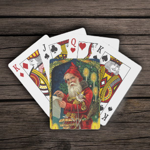 Vintage-Weihnachtsmann-Checkliste Spielkarten