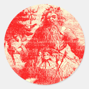 Vintage Weihnachtsmann Colonial Toile Runder Aufkleber