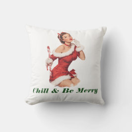 Vintage-Weihnachtsmann-Dame mit Zuckerrohr Kissen
