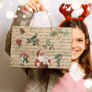 Vintage Weihnachtsmann Dekoupage viktorianisches S Große Geschenktüte