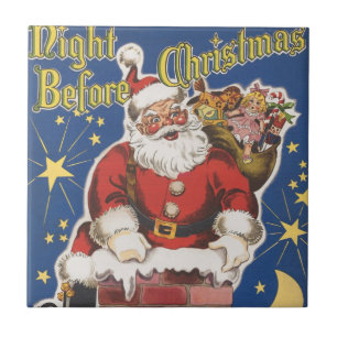 Vintage-Weihnachtsmann, Die Nacht vor Weihnachten Fliese