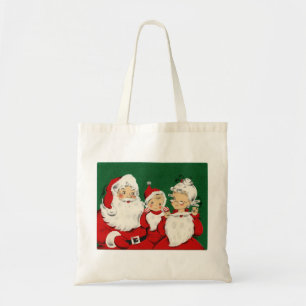 Vintage-Weihnachtsmann-Familie-Weihnachten-Budget- Tragetasche