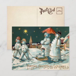 Vintage-Weihnachtsmann-Familie-Weihnachtskarte Postkarte