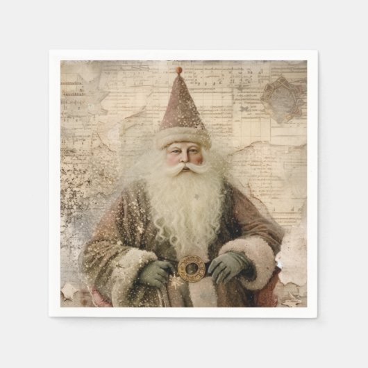 Vintage-Weihnachtsmann-Feiertag Serviette (Vorderseite)