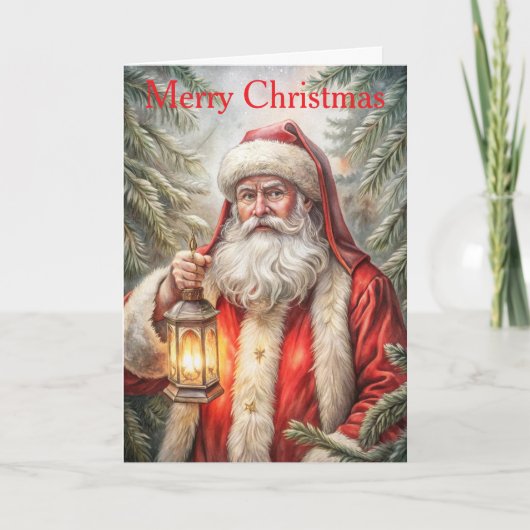 Vintage Weihnachtsmann Feiertagskarte (Vorderseite)