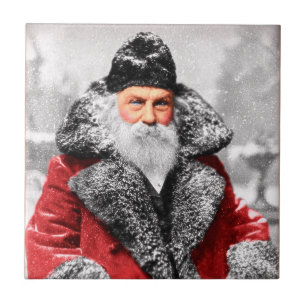 Vintage-Weihnachtsmann-Foto / Malerei Fliese