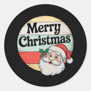Vintage Weihnachtsmann Frohe Weihnachten Alte Xmas Runder Aufkleber
