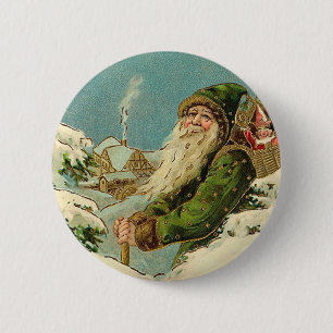 Vintage Weihnachtsmann - Frohe Weihnachten Button