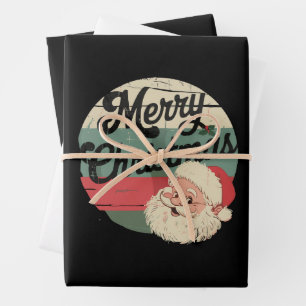Vintage-Weihnachtsmann Frohe Weihnachten Gesicht A Geschenkpapier Set