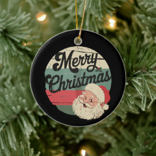 Vintage-Weihnachtsmann Frohe Weihnachten Gesicht A Keramik Ornament