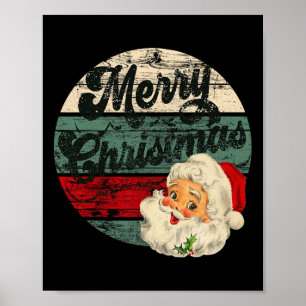 Vintage-Weihnachtsmann Frohe Weihnachten Gesicht A Poster