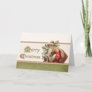 Vintage Weihnachtsmann Frohe Weihnachten Grünes Fe