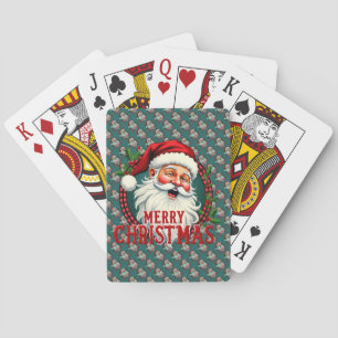 Vintage-Weihnachtsmann-Frohe-Weihnachten-Illustrat Spielkarten
