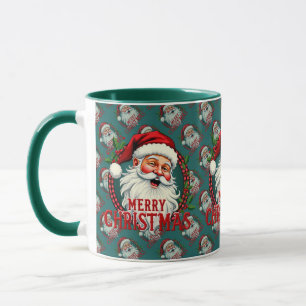 Vintage-Weihnachtsmann-Frohe-Weihnachten-Illustrat Tasse