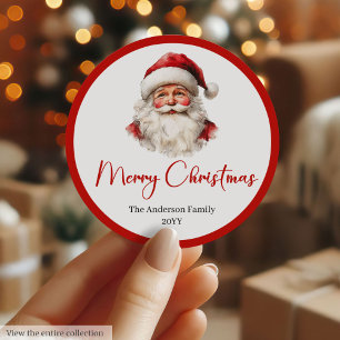 Vintage-Weihnachtsmann-Frohe-Weihnachten-Label-Des Runder Aufkleber