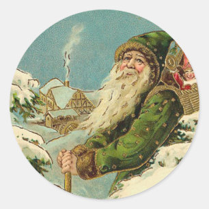 Vintage Weihnachtsmann - Frohe Weihnachten Runder Aufkleber