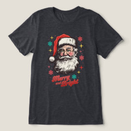 Vintage Weihnachtsmann Fröhlich und Hell Tri-Blend Shirt