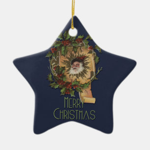 Vintage Weihnachtsmann fröhliche Weihnachten Keramikornament
