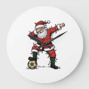 Vintage Weihnachtsmann Fußball Weihnachten Sportsh Große Wanduhr