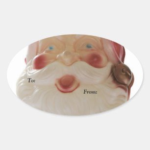 Vintage-Weihnachtsmann-Geschenkanhänger Ovaler Aufkleber