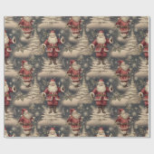 Vintage-Weihnachtsmann Geschenkpapier (Flach)